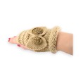 Mitaines en tricot beige avec nœud doré