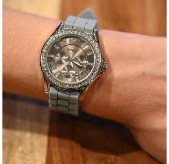 Montre Ernest silicone gris foncé cadran strass