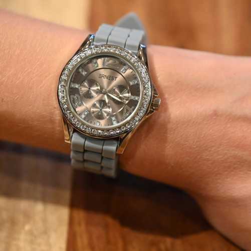 Montre Ernest silicone gris foncé cadran strass