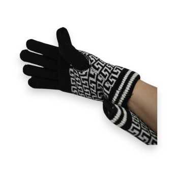 Gants 2-en-1 Géométriques Noir et blanc