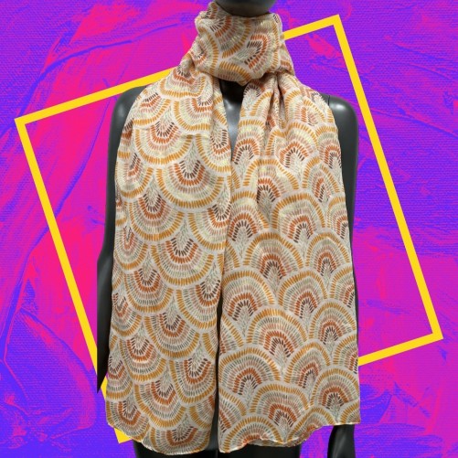 Foulard orange éventail à détail doré
