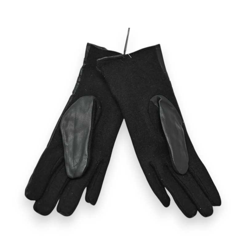 Gants élégants noirs bi-matière