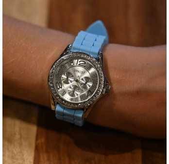 Montre Ernest silicone bleu ciel cadran strass