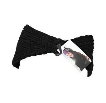 Bandeau d'hiver en tricot noir avec fleur