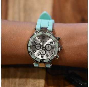 Montre Ernest silicone vert d'eau cadran chrono