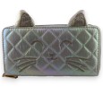 Portefeuille Chat matelassé blanc nacré