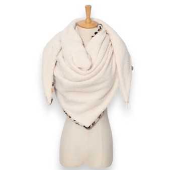 Écharpe triangle léopard beige ultra douce