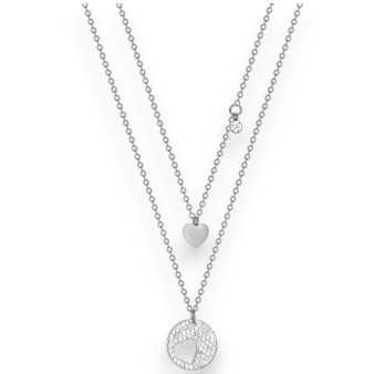 Collier Double Coeur Argenté Luna