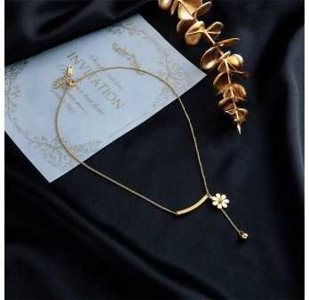 Collier Acier doré Fleur Marguerite