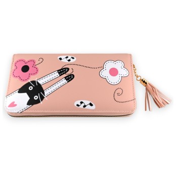 Portefeuille vieux rose chat