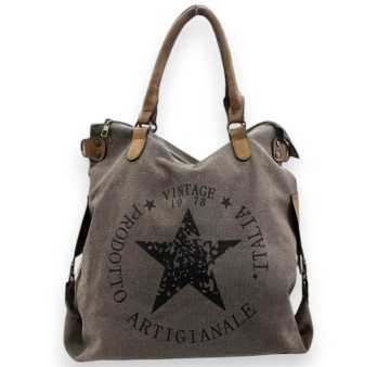 Sac tissu épais Vintage Star gris