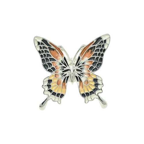 Broche Magnétique Papillon Argentée Vintage