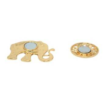 Broche Magnétique Éléphant Floral Bicolore gris