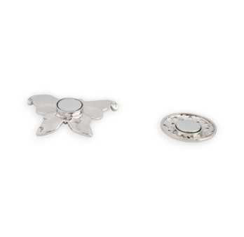 Broche Magnétique Papillon Argentée Bicolore