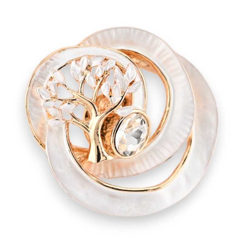 Broche Magnétique Arbre de Vie blanc et doré