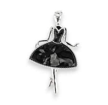 Broche Magnétique Danseuse Étoile Noir & Argenté
