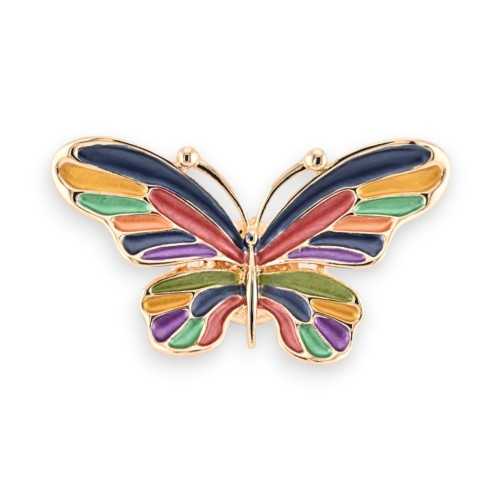 Broche Magnétique Papillon Arc-en-Ciel Doré