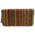 Portefeuille paille tressée multicolore