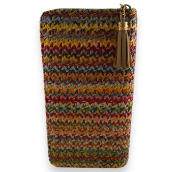 Portefeuille paille tressée multicolore