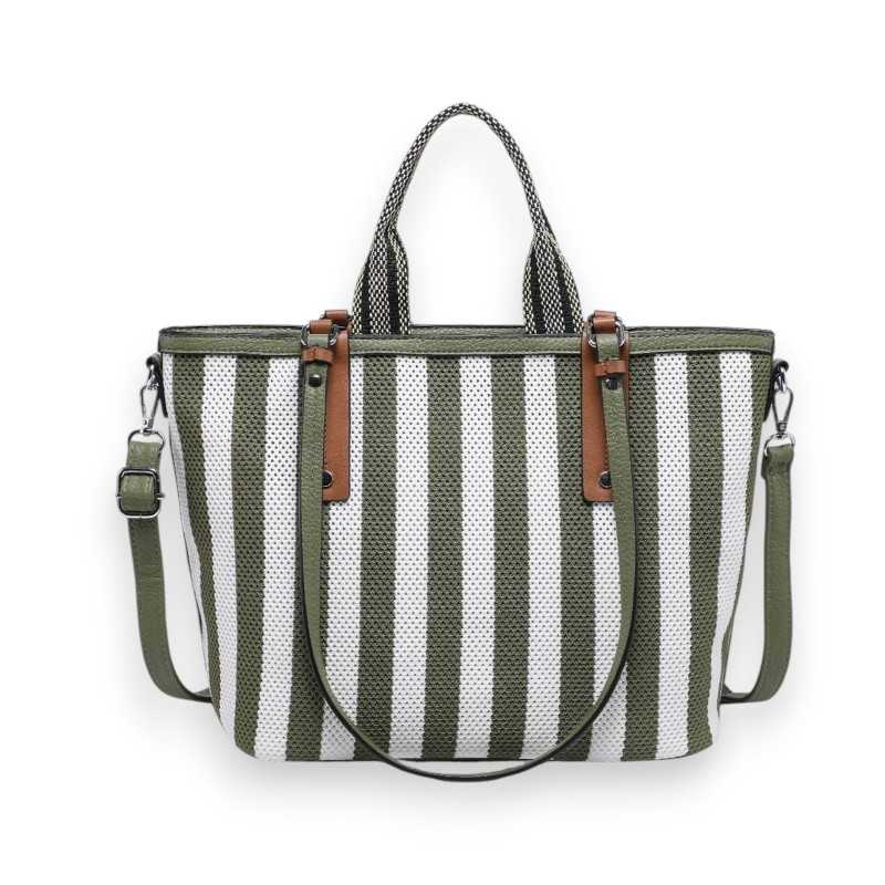 Sac à Main Donna Aléssia Bi-Matière Kaki & Blanc