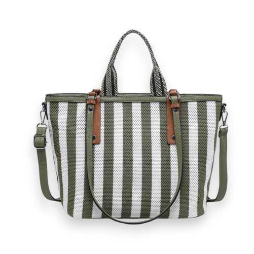 Sac à Main Donna Aléssia Bi-Matière Kaki & Blanc