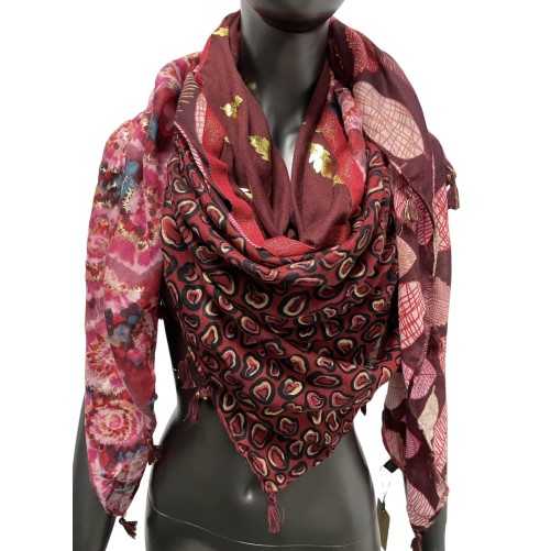 Foulard Patchwork Multiface rouge Bordeaux