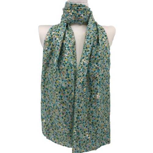 Foulard Liberty Flora Vert détails dorés