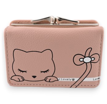 Petit portefeuille compact vieux rose