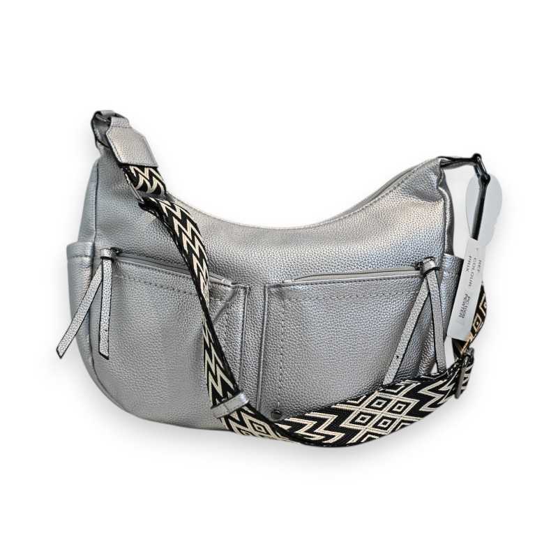Sac Bandoulière Argenté Multi-Poches Melanie Paris