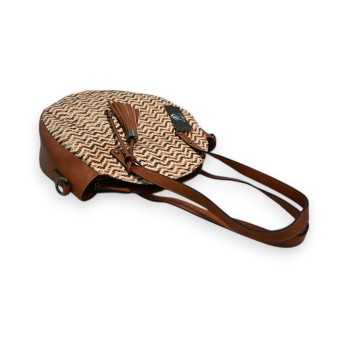 Sac rond Mélanie Paris motif chevron camel