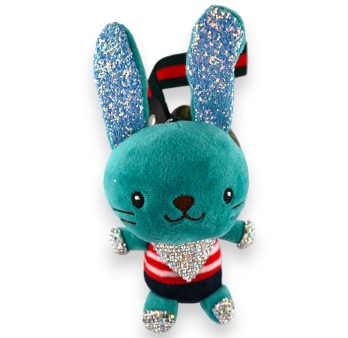 Porte clés doudou vert canard strass