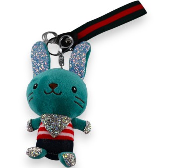 Porte clés doudou vert canard strass