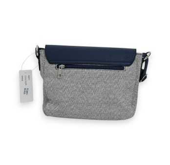 Sac Bandoulière Mélanie Paris Cartable Bi-matière Bleu Marine et Lin