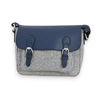 Sac bandoulière Mélanie Paris Cartable Chic Bleu Marine et Lin
