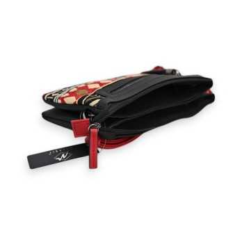 Sac bandoulière ethnique Mélanie Paris Tribal Rouge et noir