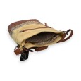 Sac bandoulière bohème Mélanie Paris bi-matière beige et camel