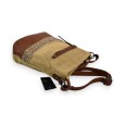 Sac bandoulière bohème Mélanie Paris bi-matière beige et camel