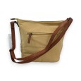 Sac bandoulière bohème Mélanie Paris bi-matière beige et camel