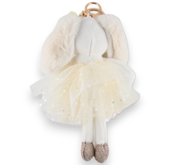 Porte-clés petit lapin blanc tutu blanc étoile