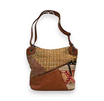 Sac bandoulière Mélanie Paris Patchwork Camel