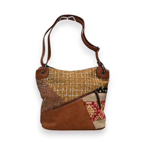 Sac bandoulière Mélanie Paris Patchwork Camel