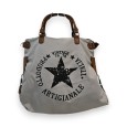 Sac à Main toile blanc cassé Vintage Étoile noire