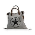 Sac à Main toile blanc cassé Vintage Étoile noire