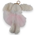 Porte-clés lapin bouclette blanc tutu rose