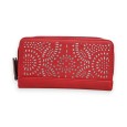 Portefeuille Mélanie Paris Rouge Motif Ajouré Argenté