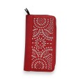 Portefeuille Mélanie Paris Rouge Motif Ajouré Argenté