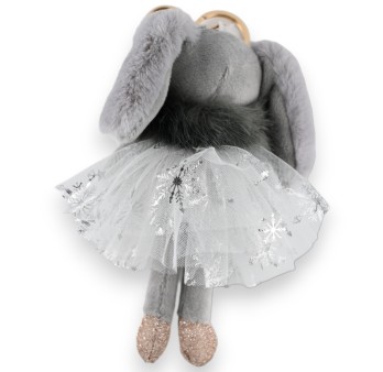 Porte-clés petit lapin gris tutu gris étoile