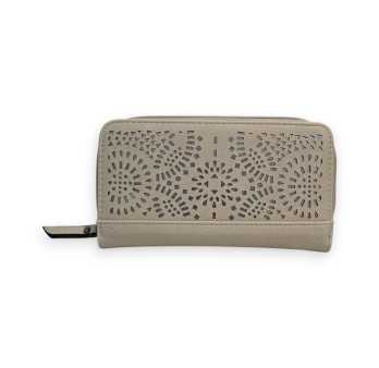 Portefeuille Beige Mélanie Paris Motif Ajouré Argenté