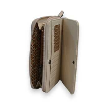 Portefeuille Beige Mélanie Paris Motif Ajouré Argenté