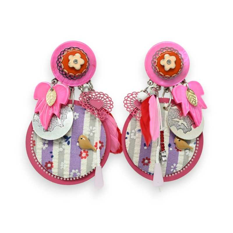 Boucles d'oreilles clip printemps fuchsia